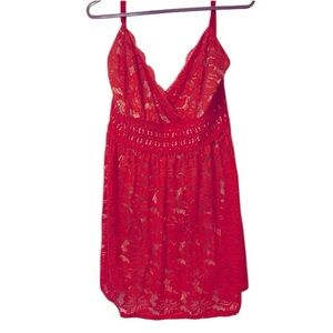 Red lace dress criss cross spaghetti straps size L